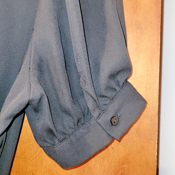 ❤️❤️ Tres Chic-Black Dress-Size M-Short Puffy Sleeves-Tule-See Through Bottom - Picture 11 of 12